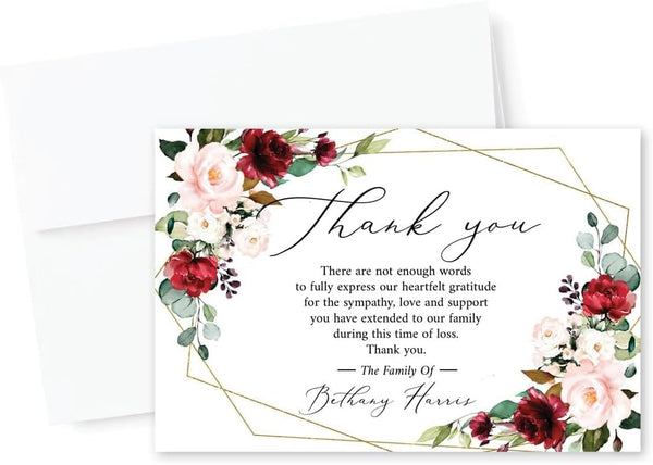 All Ewired Up Personalized Funeral Thank You Cards, Sympathy Acknowledgement Cards, Remembrance Ceremony, Celebration of