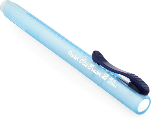 Pentel Clic Stick Eraser Rubber Holder, Blue Barrel + 2 Clic White Eraser Refills