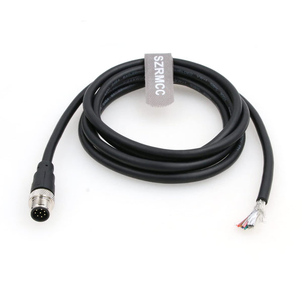 SZRMCC M12 A Code 8 Pin Male to Open Flying Leads Industrial Sensor Connector Cable, Waterproof Shielded