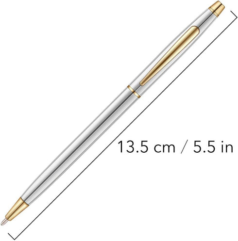 Unibene 6 Pcs Steel & Gold Stainless Steel Ballpoint Pens, Black Ink Medium Point, Slim Metallic Retractable Twist Pens