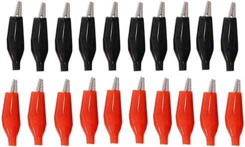 20Pcs Alligator Clips Black Red Soft Insulated Boots Covered Test Lead Clamp