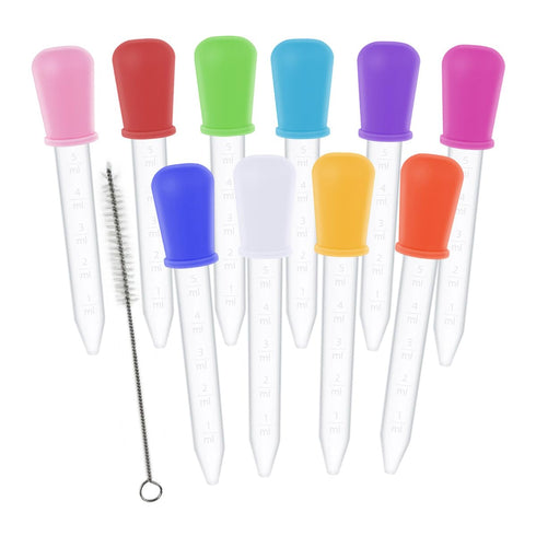20 Pack Plastic Pipettes Droppers, 5ML Clear Silicone Liquid Droppers with Bulb Tip for Candy Mold, Gummy Making,
