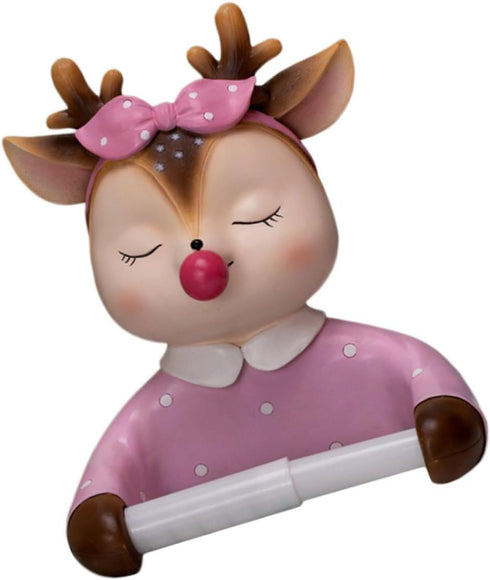 Uonlytech Decorative Cartoon Toilet Paper Holder Pink Wall-Mounted Roll Paper Rack Bathroom Tissue Dispenser for Home