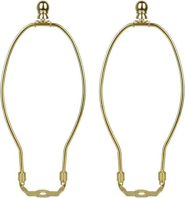 10 Inch Lamp Harp, 2 Set Gold Lamp Shade Holder with Finial, DIY Detachable Replacement Adapter for Table/Floor Lamps