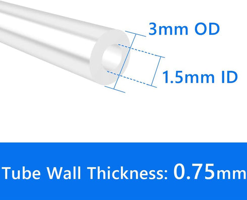 1.5mm 3mm (16.4 Quickun Pure Silicone Tubing, ID x OD High Temp Food Grade Tube Pure Silicone Hose Tube for Home