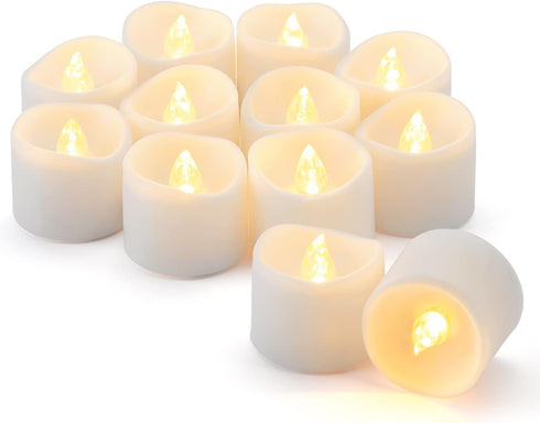 12 Pack Timer Tea Lights Candles, Battery Operated Flameless Flickering Tealight for Halloween Decor