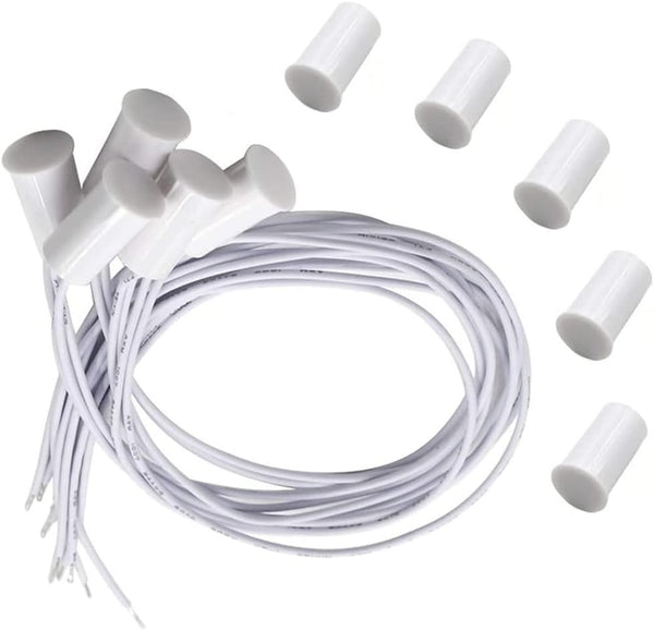 Magnetic Door Switch RC-33 NC, Recessed Wired Security Window Door Contact Sensor Alarm, White (5 Sets)