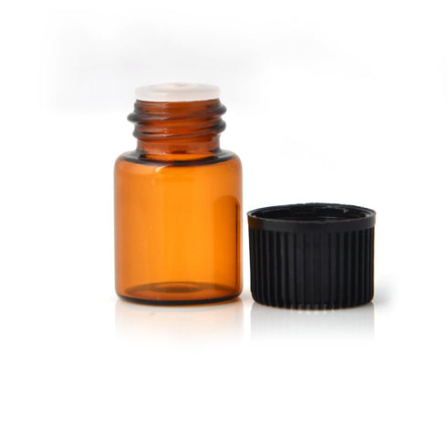 Enslz Mini Essential Oil Bottles Empty Sample Bottle 1ml & 2ml Amber Glass with Orifice Reducer