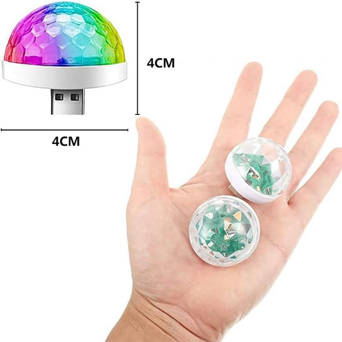 HVZUM (4 Packs) USB Mini Disco Ball Party Lights, Sound Activated DJ Stage Strobe Lights, Portable Led Car Atmosphere
