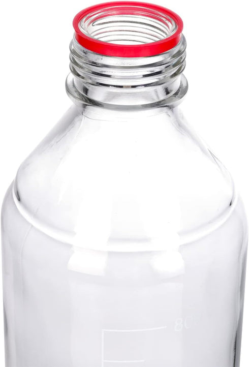 4 Pieces 1000 mL Graduated Round Reagent Media Bottles with GL45 Red Screw Cap