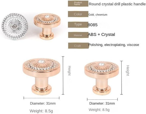SANCHAKOU 10 1.22 1.1Inch Dresser Knobs Pcs * Single Hole Acrylic Cabinet Drawer Bedside Table Handle Chrome Color
