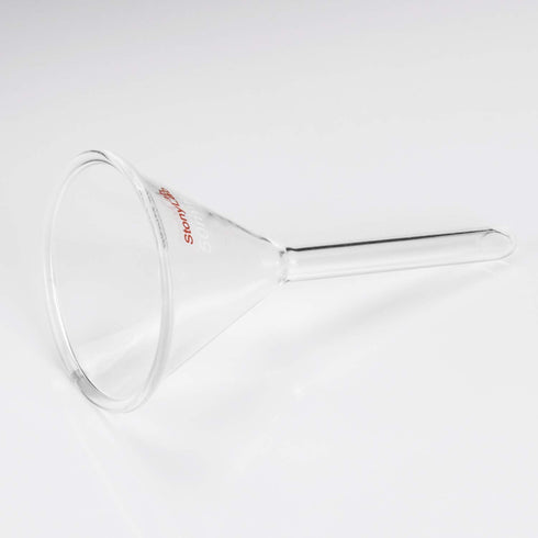 StonyLab 2-Pack Glass Heavy Wall Funnel, Borosilicate Glass Funnel, Short Stem 50mm Diameter