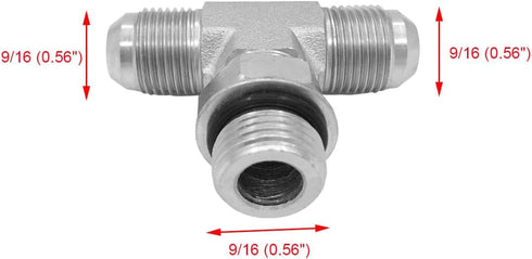 (2-PACK) 6803-06-06-06-NWO Hydraulic Adapter Fitting 9/16"-18UNF Male JIC 37°× 9/16"-18UNF Male JIC 37° × 9/16"-18UNF Male Adjustable O-Ring Boss Branch Tee Pipe Carbon Steel