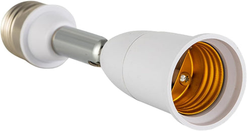 1Pc White E26/E27 Light Bulb Socket Extender Adapter, 180 Degree Bendable Light Fixture Converter