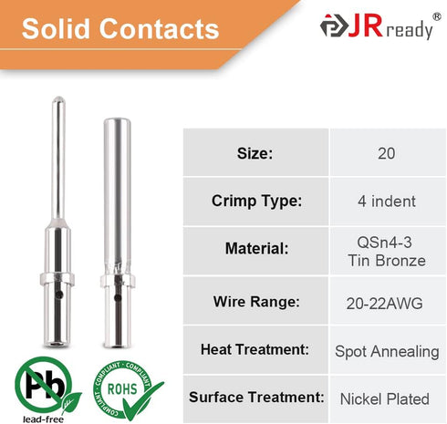 JRready ST6141 DTM Connector Kit, 2-12 Pin Grey IP67 Waterproof Connectors with 35 Pairs Barrel Style Solid Contacts