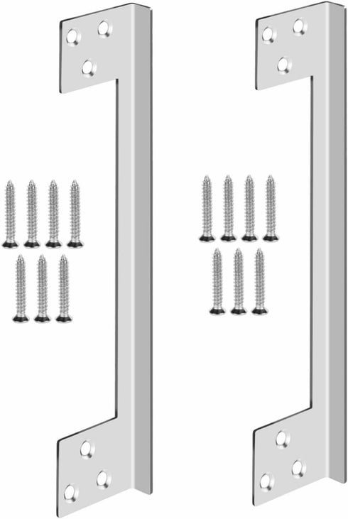 L-Shaped Stainless Steel Security Reinforcement Striker Plates, 2pcs Outswing Door Latch Guard for Extra Home Security