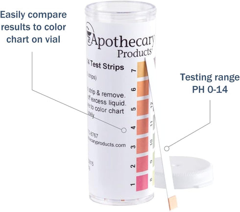 Apothecary Products pH Test Strips, Universal Tester for School, Science, Lab (Pack of 100)
