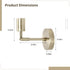 byepica Gold Brass Wall Sconce, Adjustable Modern Light Fixture for Bedroom, Hallway, Industrial Minimalist Style
