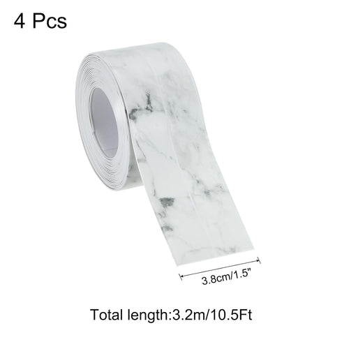 uxcell 4Pcs 1.5in X 10.5Ft Marble Grey Caulk Strip PVC Waterproof Self Adhesive, Kitchen Caulk Sealant Tape, Decorative Sealing Trim for Toilet Base, Floor, Molding and Sealant Tape
