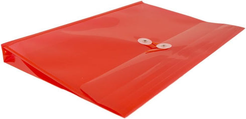 JAM PAPER Plastic Envelopes with Button & String Tie Closure - Legal Booklet - 12/Pack, Red.
