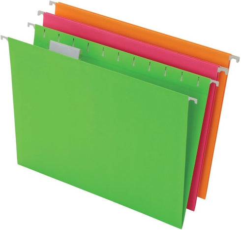 Pendaflex Glow Hanging File Folders - Letter Size, Assorted, Case Pack of 12