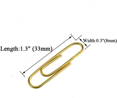 HAHIYO Paper Clips 1.3" (33mm) Length Gold Paperclips Vinyl Coated, Sturdy for Bookmark Organize Home Office School 120