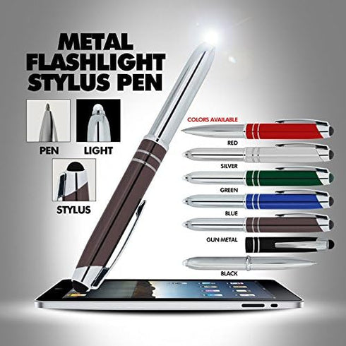 Stylus Pens for Touchscreen Devices, Tablets, iPads, iPhones, Multi-Function Capacitive Pen with LED Flashlight, Ballpoint Ink Pen, 3-in-1 Metal Pen, Multi,5PK