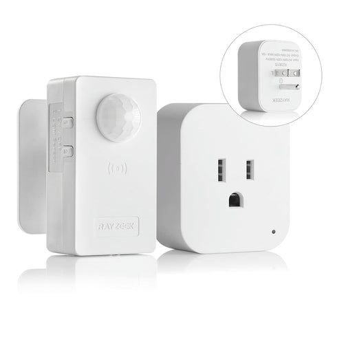 RAYZEEK Wireless Motion Sensor Plug Kits,No-Wire Mini PIR Sensor Switch Control Plug