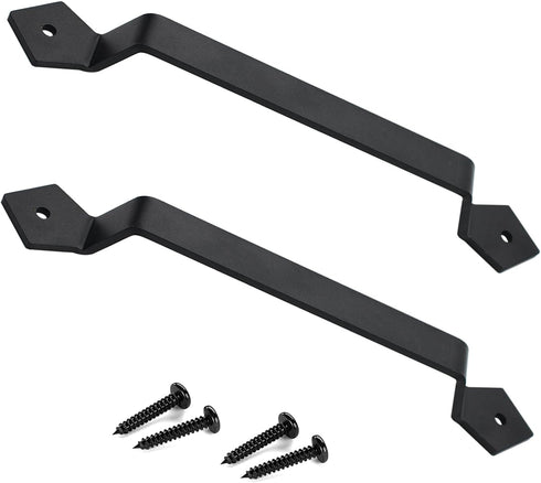 Barn Door Handles - Rustic Gate Pulls for Wooden Fences, Shed, Garage, Sliding Door - Black 2pcs (10 inch)