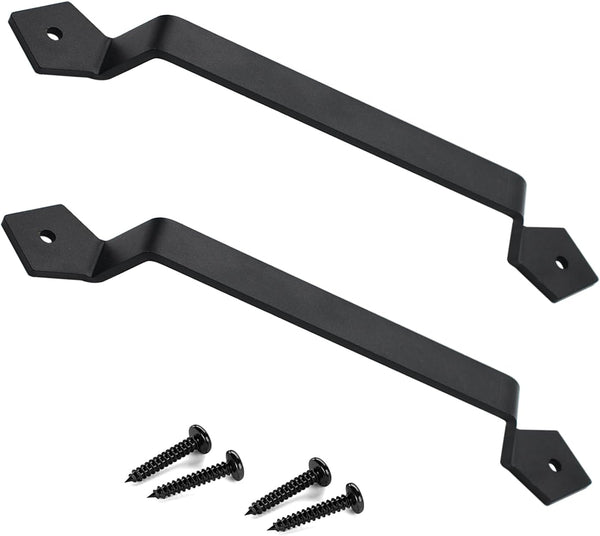 Barn Door Handles - Rustic Gate Pulls for Wooden Fences, Shed, Garage, Sliding Door - Black 2pcs (10 inch)