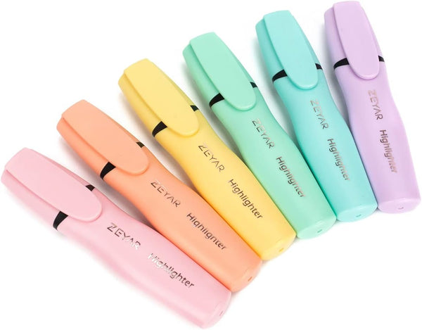 ZEYAR Aesthetic Highlighter Pen, Assorted Colors, Chisel Tip Marker, Water Based, Quick Dry, Cute Highlighters
