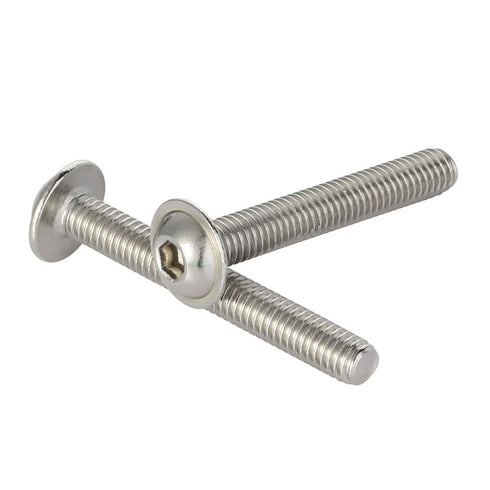 M6-1.0 x 25mm Flanged Button Head Socket Cap Screws, 25 PCS, Stainless Steel 18-8 (304), Full Thread, Bright Finish