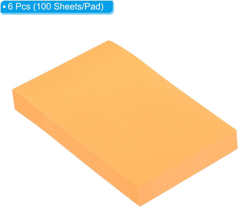 PATIKIL Fluorescent Sticky Notes, 3 x 2 Inch, 6 Pack, Colorful Self-Stick Note Pads, 100 Sheets/Pad for Home Office