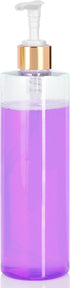 JUVITUS 8 oz Clear Cylinder PET Bottles with Gold Lotion Pump, 12 Pack