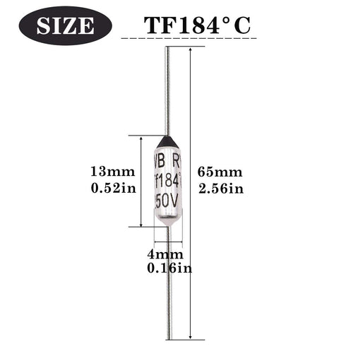 Tnisesm 10 Pcs 184 C Metal Thermal Cutoffs Thermal Fuse 10A 250V with Non-Insulated Butt Connectors(22-18 AWG) for Motor Transformer Electric Industrial Home Appliance 184 +BN0.75