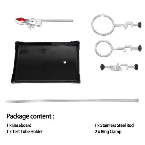 Laboratory Retort Support Stand for Titration Extraction - XMWangzi with Burette Clamp and 2 Flask Ring Clamps