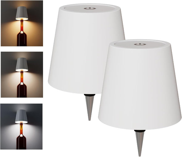 2 Pack Wireless Bottle Lamp Shade - Portable LED Wine Bottle Lamp