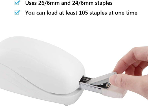 Electric Stapler with 2000 Staples and 1 Staple Remover, 25 Sheet Capacity, AC Adapter or Battery Powered (White)