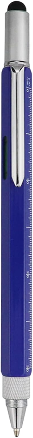HeTaoCat Metal Multi-tool - 6-in-1 Stylus Pen with Screwdriver, Ruler, Bubble Level, and Ballpoint Pen (Blue)