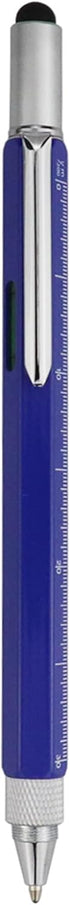 HeTaoCat Metal Multi-tool - 6-in-1 Stylus Pen with Screwdriver, Ruler, Bubble Level, and Ballpoint Pen (Blue)