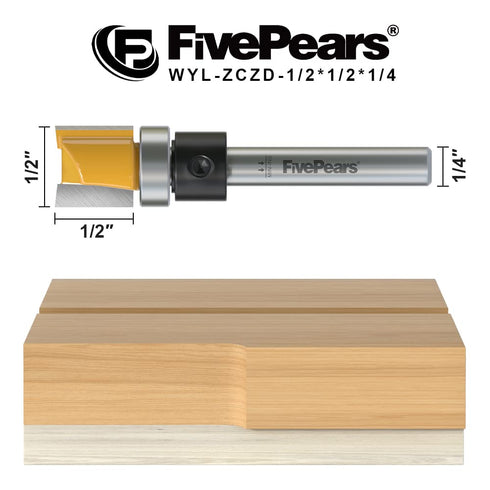 FivePears Pattern Flush Trim Router Bit, 1/4 Inch Shank, 1/2 Inch Cutting Diameter for Woodworking