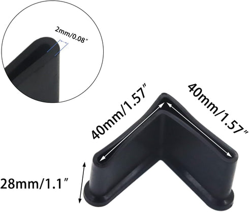 4 1.57" 1.57" Pcs L Shaped Black PVC Angle Iron Caps Furniture Angle Bed Pads Steel Frame Racks Shelves Feet Covers