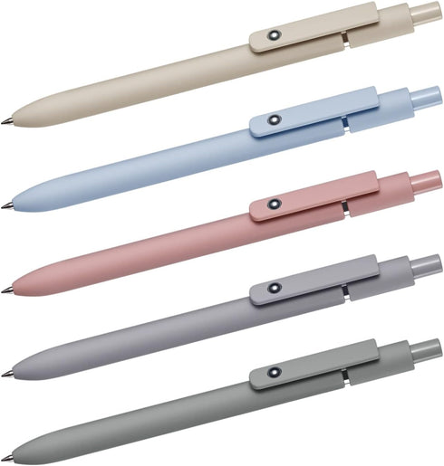 EEOYU 5pcs Quick Dry Ink Gel Pens, Fine Point Retractable Roller Ball Pens, Black Ink Smooth Writing Cute Aesthetic for