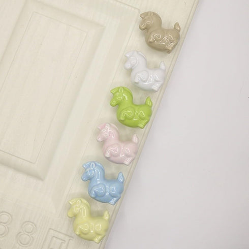 HanOaki 31mm 57mm Cabinets(1366 Pottery and Porcelain Cabinet Door Handle with Cartoon Horse Design, Brass Base