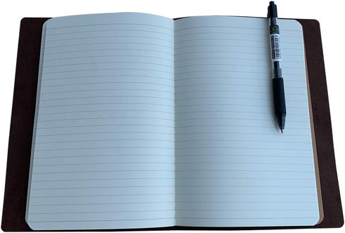 Refillable Leather A5 Travelers Notebook - Dark Brown Travel Journal with Lined Insert, 8.5 x 5.5 Inches