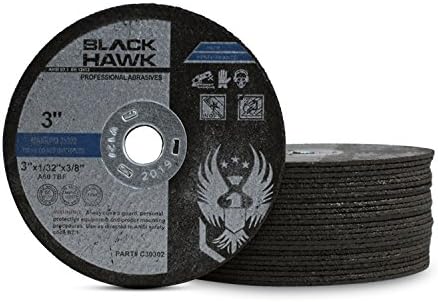 BHA Metal and Stainless Steel Cut Off Wheels for Die Grinders, 3” x 1/32” x 3/8”, 25 Pack