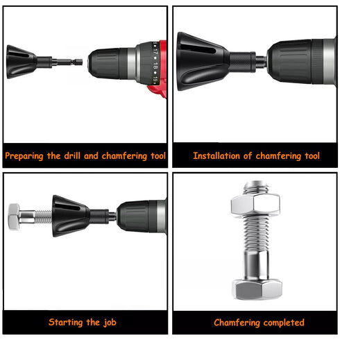 Deburring External Chamfer Tool, Tungsten Carbide Blade 1/4 Inch Hex Shank for Electric Drill Tools