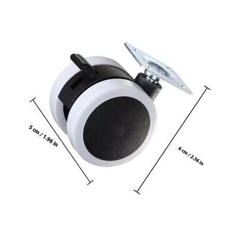 HOOWIFFY 4 2-inch Pcs White Pu Swivel Casters with Brake for Office Chair, Furniture Replacement Wheels for Desk