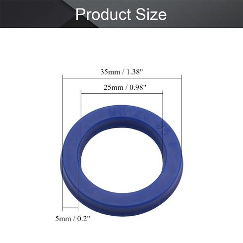 Othmro Hydraulic Seal 0.98in ID 1.37in OD 0.19in Thickness Polyurethane Piston Shaft Piston Rod PU Single Lip U Cup Oil Seal O-Ring Piston Shaft Nitrile Rubber Lip Seal for Bearing Shaft Oil Pump Blue