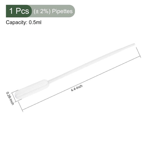 YOKIVE 100 Pcs Pipette, Lab Dropper with Tapered Tip | Transfer Liquid, Great for Laboratory, Chemistry, Art Project (Clear White, 0.5ML)